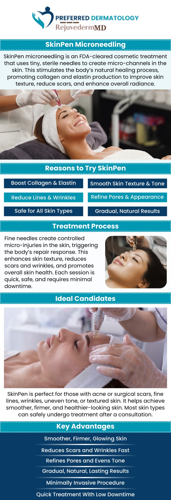Common questions asked by patients: What is SkinPen microneedling, and how does it work? Can SkinPen microneedling reduce fine lines and wrinkles? Is SkinPen microneedling effective for acne scars? Can SkinPen microneedling reduce fine lines and wrinkles? For more information or to schedule an appointment, contact us today. We proudly serve patients from Allen, TX, Anna, TX, Celina, TX, Denton, TX, Forney, TX, Greenville, TX, Lewisville, TX, McKinney, TX, Rockwall, TX, Sherman, TX, Sulphur Springs, TX, and Waxahachie, TX, and surrounding areas.