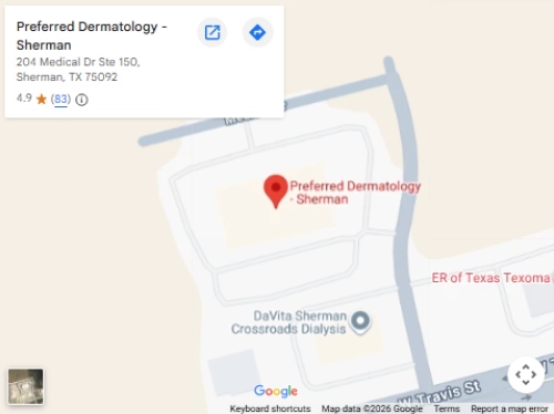 Get Directions to Preferred Dermatology in Sherman, TX